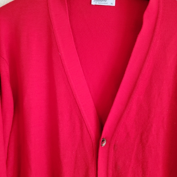 Maus and Hoffman Red V-Neck Cardigan Lemmermayer 100% Alpaca Wool - Picture 4 of 6